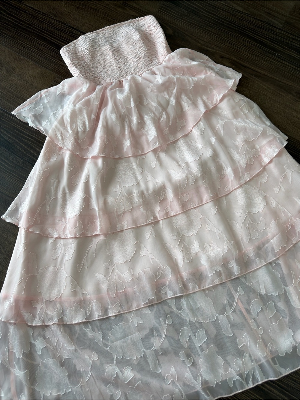Girls Light Pink Tiered Ruffle Dress